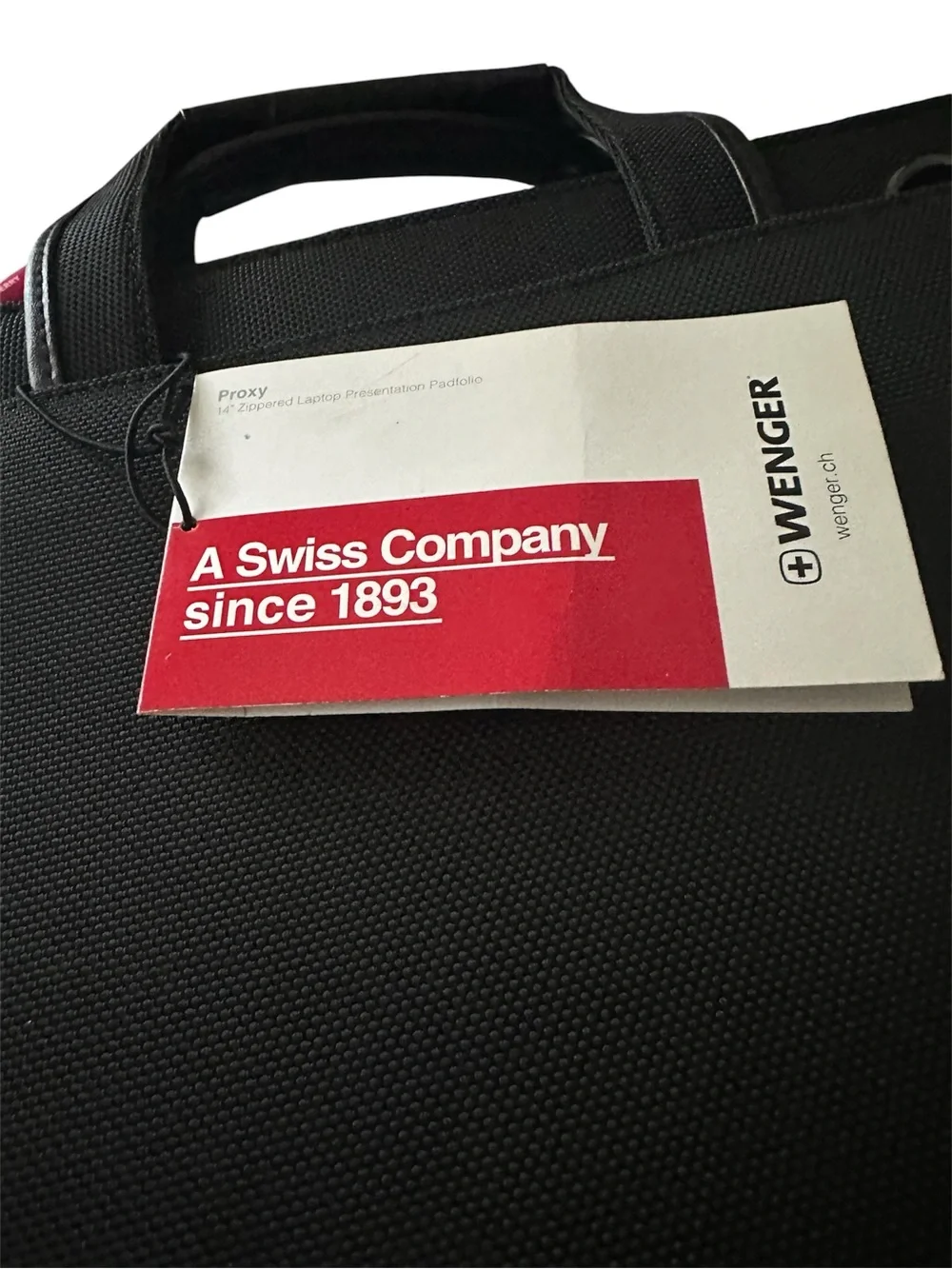 Wenger Black 14 inch Laptop Briefcase with Red Tag Accent